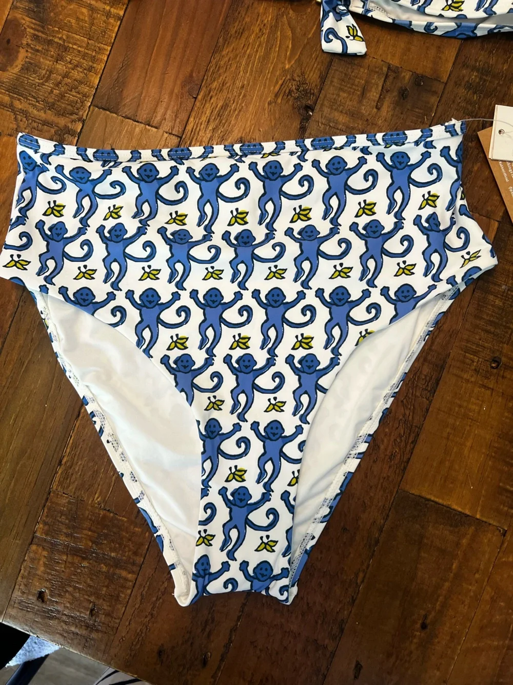 Roller Rabbit White and Blue Pattern Bikini Top